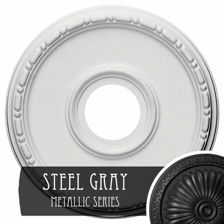 Ekena Millwork Medea Ceiling Medallion (Fits Canopies up to 5 3/8"), 16 1/2"OD x 3 7/8"ID x 1 1/2"P, Steel Gray CM16MESGS